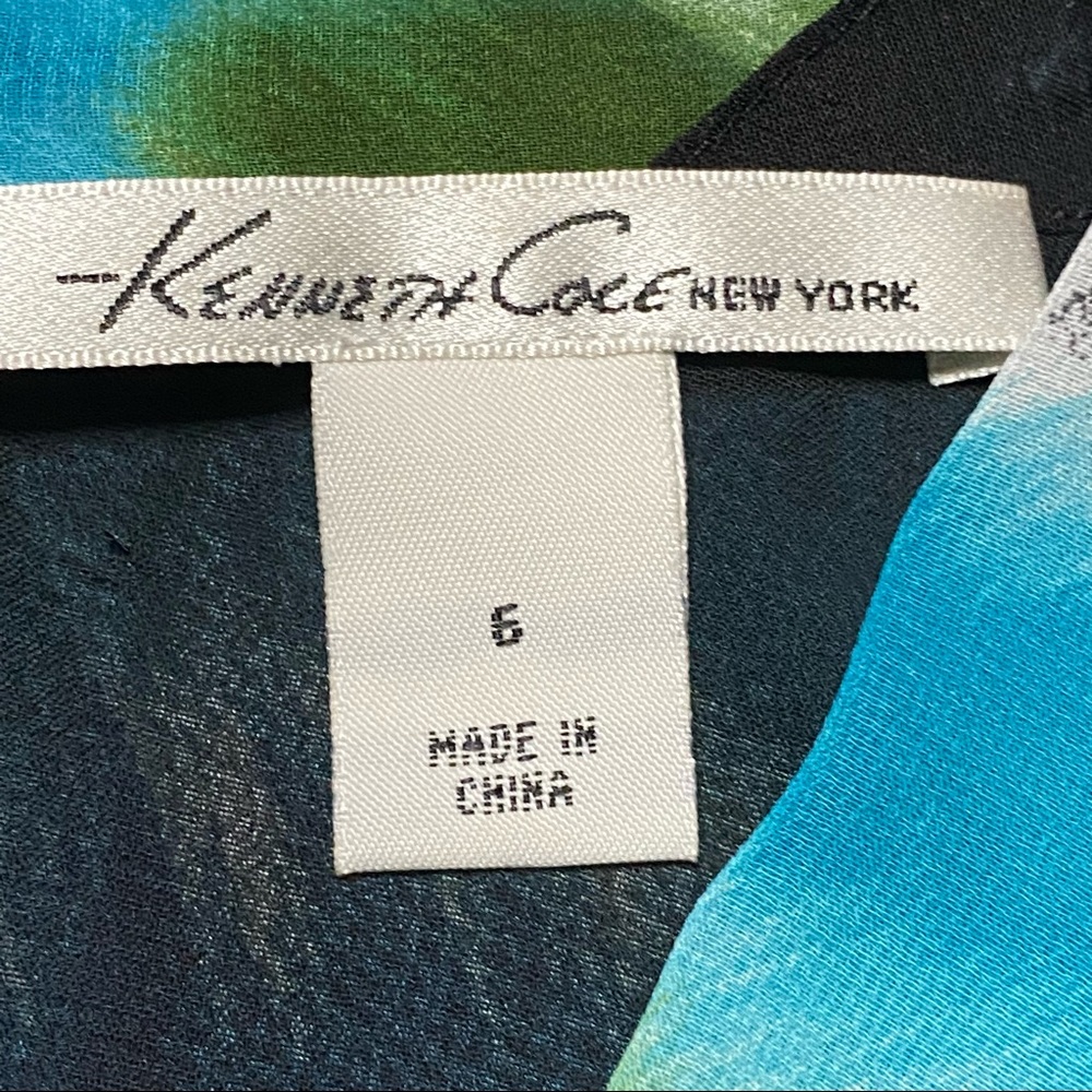 Kenneth Cole Dress Size 6 Blue Green Black Sleeveless Tiered Layered Cowl Neck - Picture 4 of 8